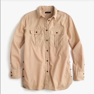 Jcrew Garment Dyed Fatigue light Brown Tan Lightweight Buttondown Shirt Size 4
